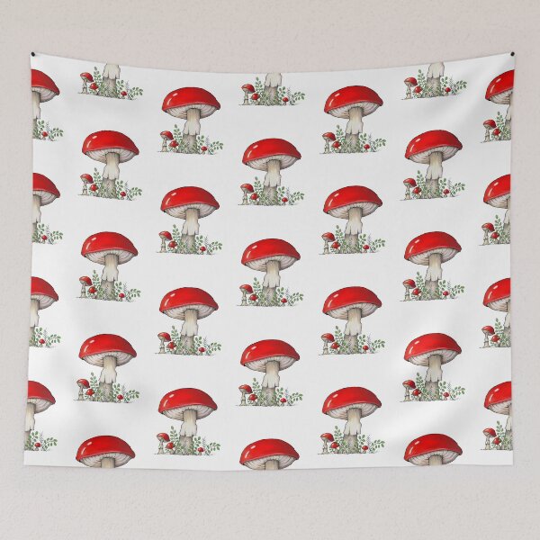 Item preview, Bright Red Mushrooms or Toadstools Botanical Illustration designed and sold by JoyfulWhimsy.