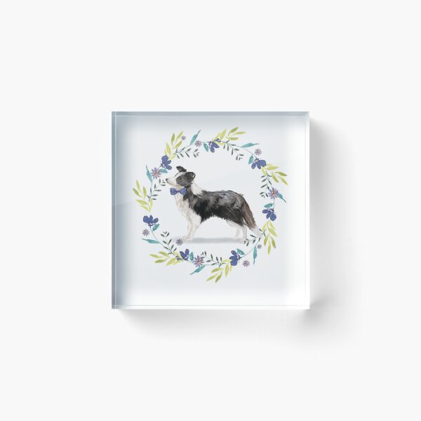 Item preview, Vintage Border Collie in Floral Frame designed and sold by beastieboutique.