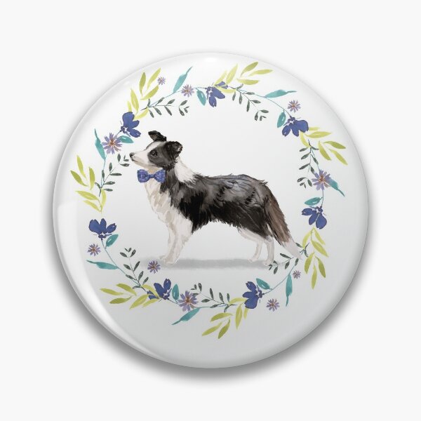 Item preview, Vintage Border Collie in Floral Frame designed and sold by beastieboutique.