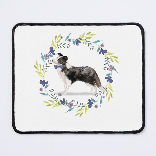 Item preview, Vintage Border Collie in Floral Frame designed and sold by beastieboutique.