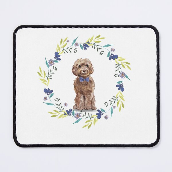 Item preview, Vintage Brown Cockapo in Floral Frame designed and sold by beastieboutique.