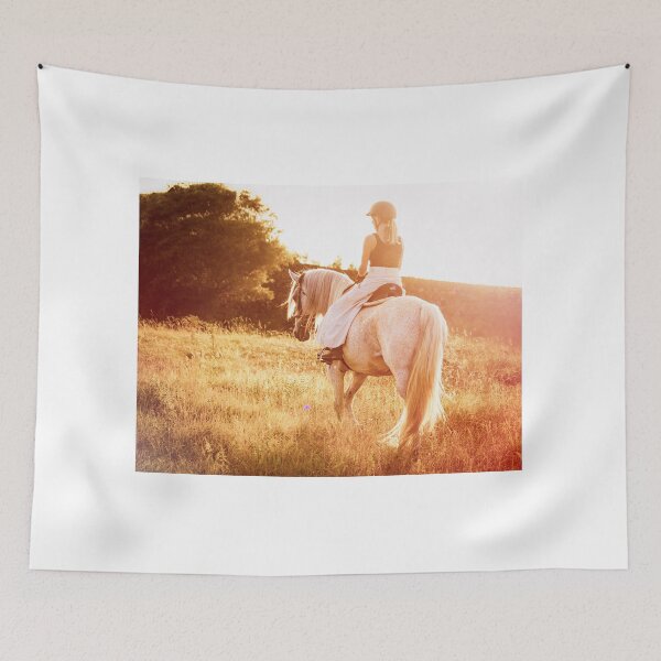 Item preview, Wonderful Lusitano horse, person riding, in sunset, outdoors, on field. designed and sold by AylaHarbich.