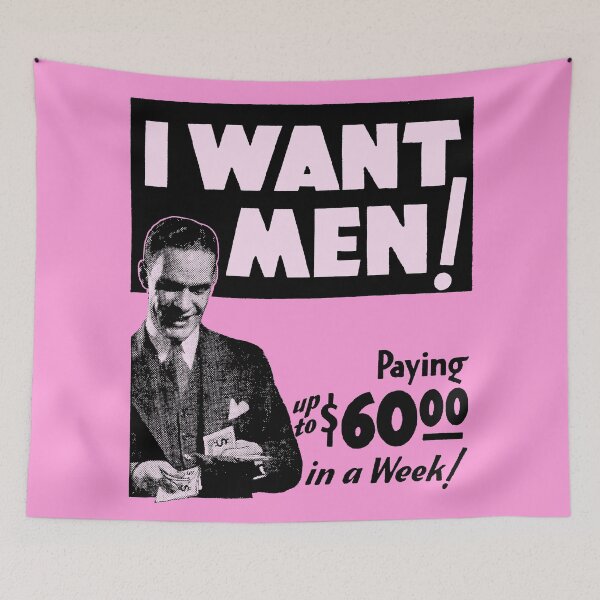 Item preview, I WANT MEN - ADVERT designed and sold by ThrowbackAds.