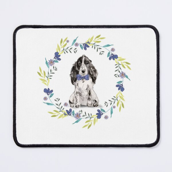 Item preview, Vintage Black Cocker Spaniel in Floral Frame designed and sold by beastieboutique.