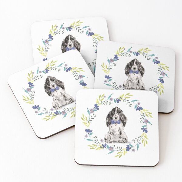 Item preview, Vintage Black Cocker Spaniel in Floral Frame designed and sold by beastieboutique.