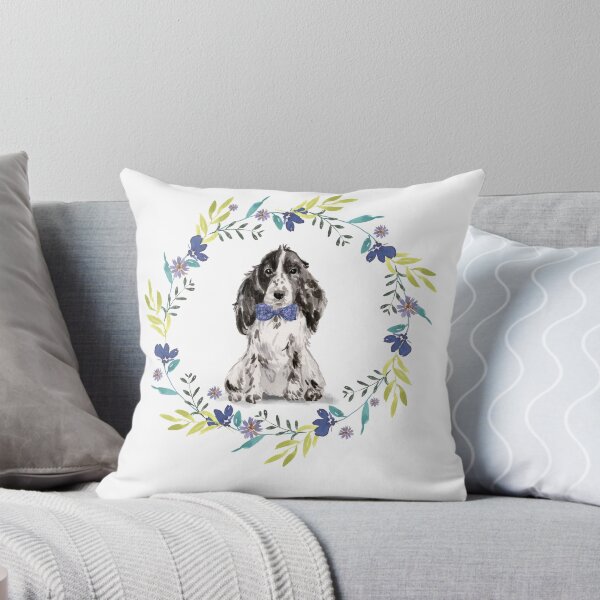 Item preview, Vintage Black Cocker Spaniel in Floral Frame designed and sold by beastieboutique.