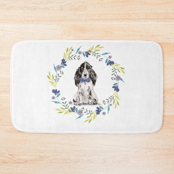 Item preview, Vintage Black Cocker Spaniel in Floral Frame designed and sold by beastieboutique.