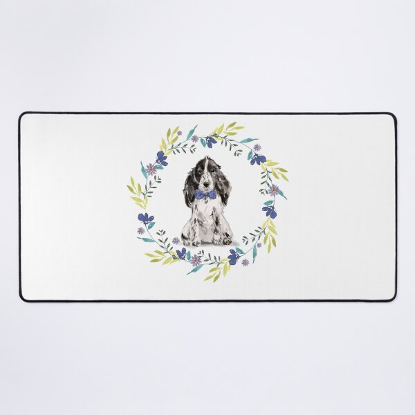 Item preview, Vintage Black Cocker Spaniel in Floral Frame designed and sold by beastieboutique.