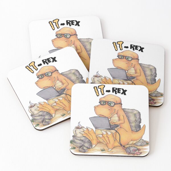 Item preview, IT-Rex cute pc tyrannosaurus with laptop designed and sold by ZadzeneaArt.