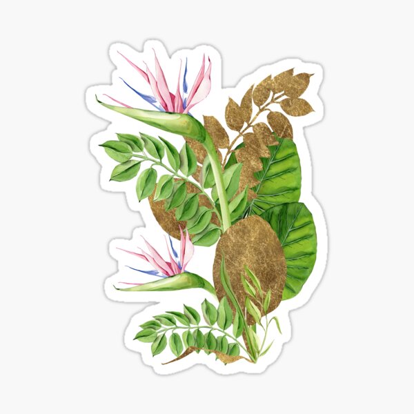 Item preview, Tropical print of strelitzia and foliage. designed and sold by TeeRayBee.