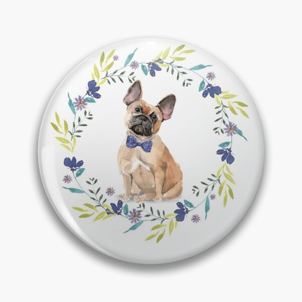 Item preview, Vintage French Bulldog in Floral Frame designed and sold by beastieboutique.