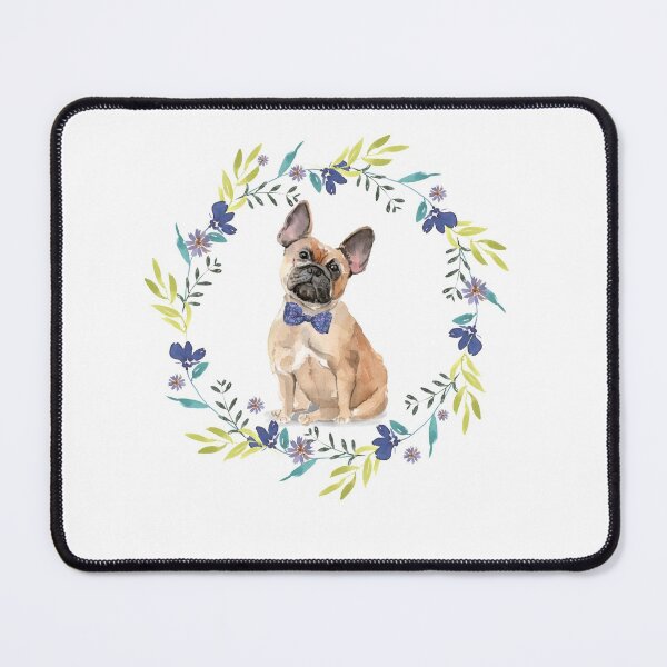 Item preview, Vintage French Bulldog in Floral Frame designed and sold by beastieboutique.