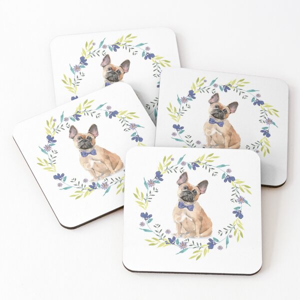 Item preview, Vintage French Bulldog in Floral Frame designed and sold by beastieboutique.