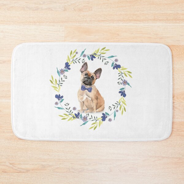 Item preview, Vintage French Bulldog in Floral Frame designed and sold by beastieboutique.