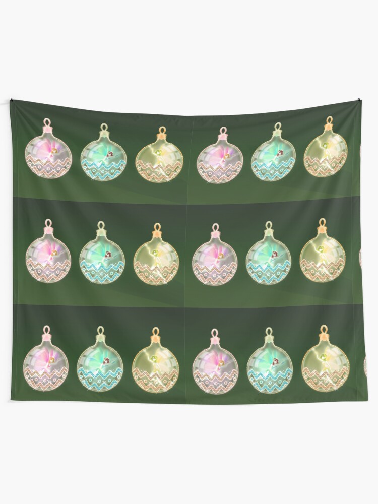 Alternate view of Christmas balls rainbow fairies Tapestry