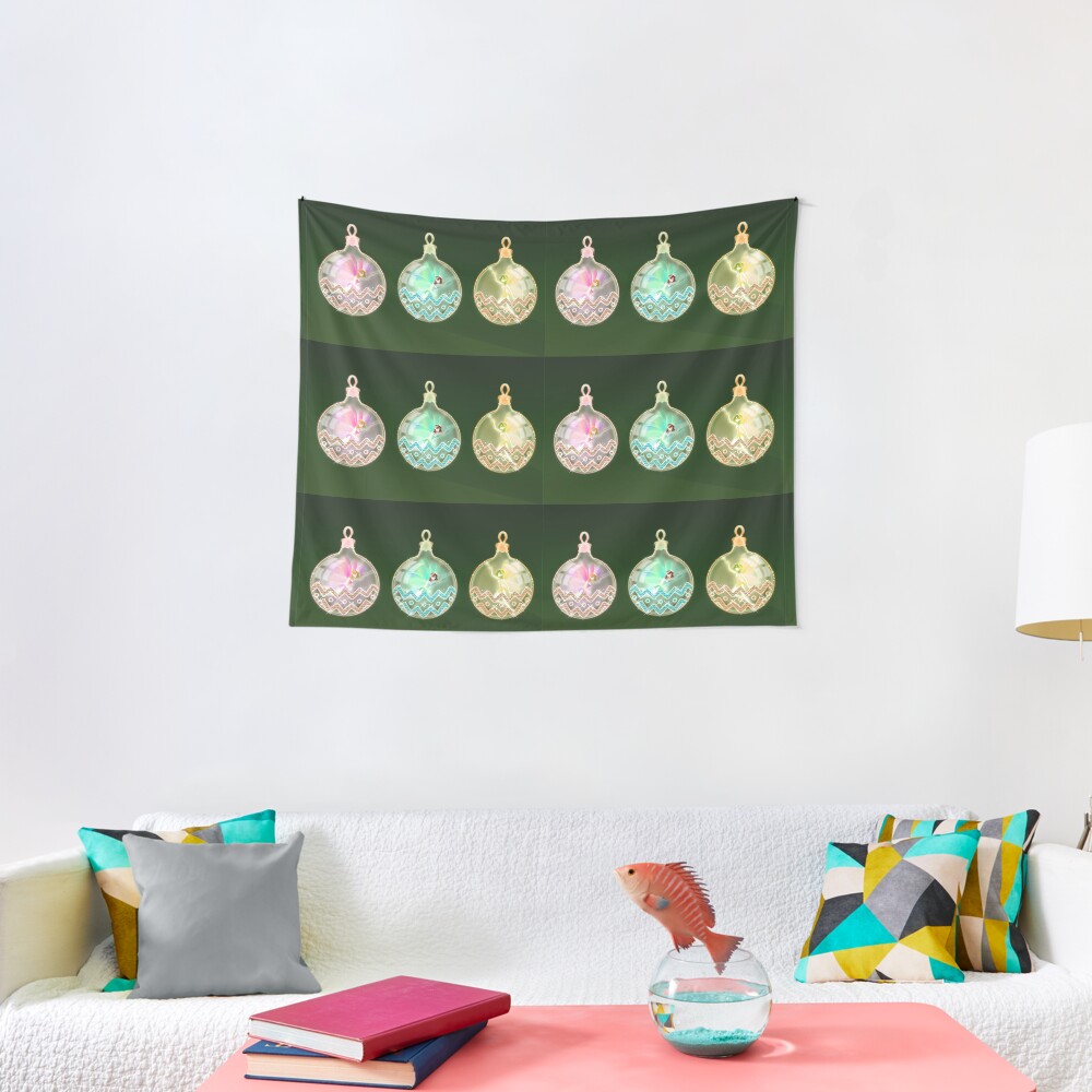 Christmas balls rainbow fairies Tapestry