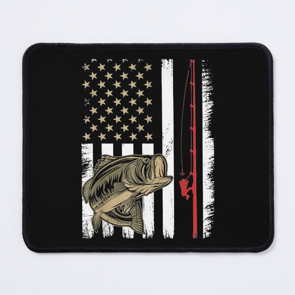 Item preview, American Flag Fishing Rod Vintage Grunge Largemouth Bass designed and sold by lindaxse.