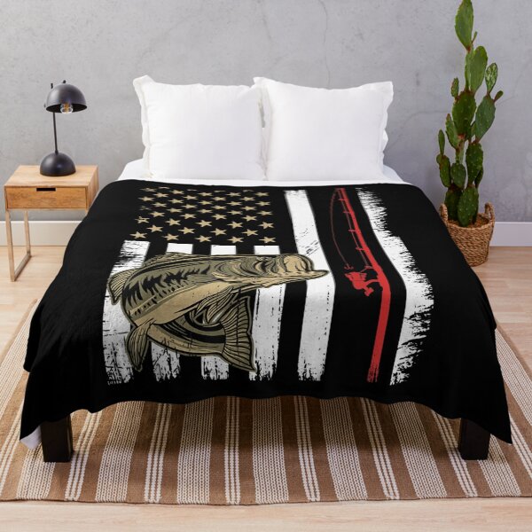 Item preview, American Flag Fishing Rod Vintage Grunge Largemouth Bass designed and sold by lindaxse.