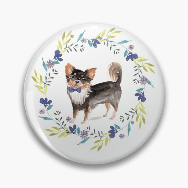 Item preview, Vintage Long Haired Chihuahua in Floral Frame designed and sold by beastieboutique.