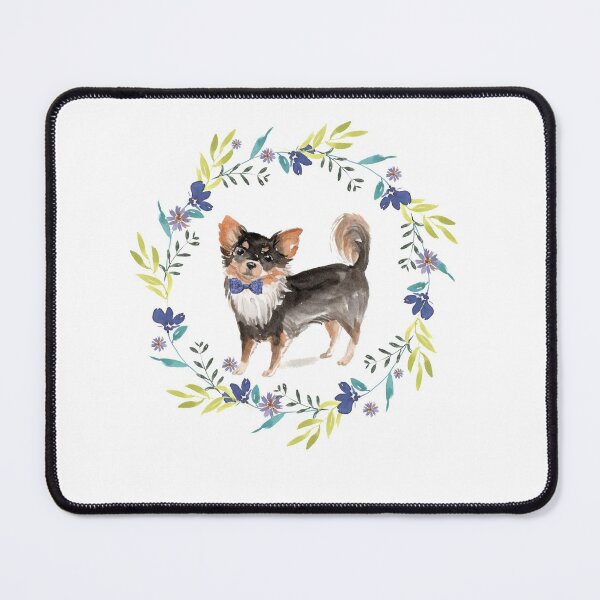 Item preview, Vintage Long Haired Chihuahua in Floral Frame designed and sold by beastieboutique.