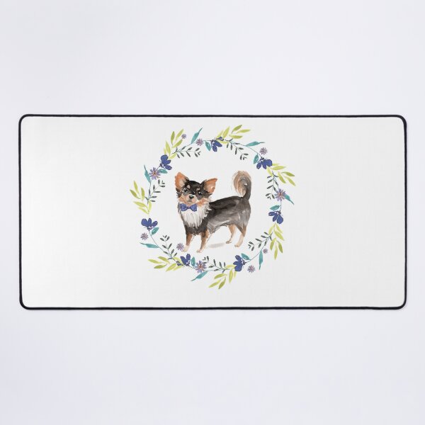Item preview, Vintage Long Haired Chihuahua in Floral Frame designed and sold by beastieboutique.