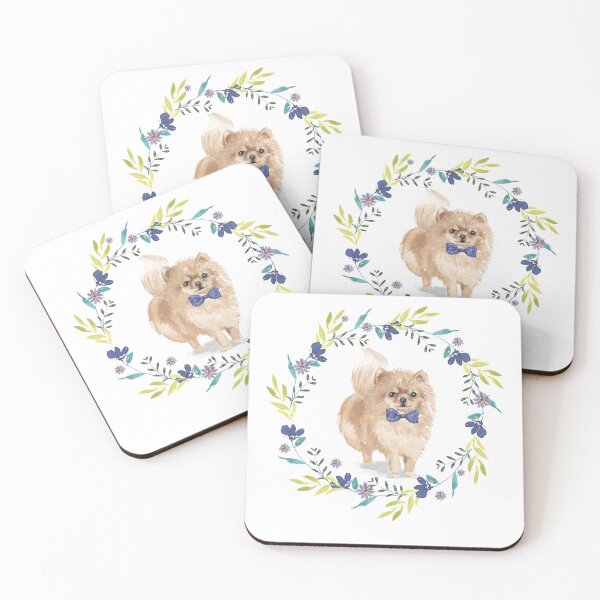 Item preview, Vintage Pomeranian Dog in Floral Frame designed and sold by beastieboutique.