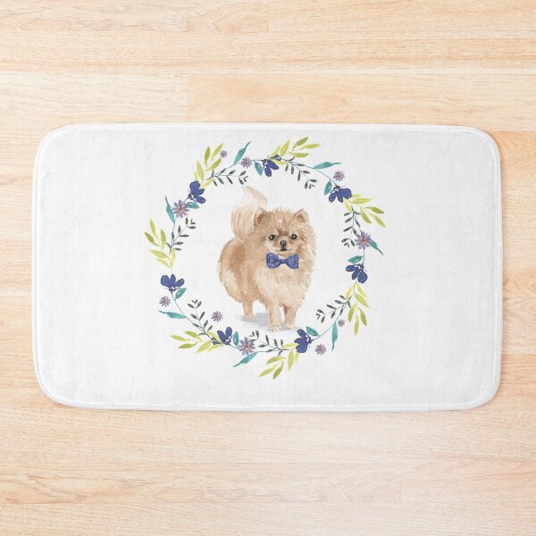 Item preview, Vintage Pomeranian Dog in Floral Frame designed and sold by beastieboutique.