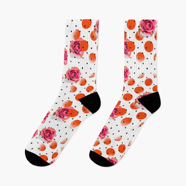 Item preview, Orange and black dots with pink roses designed and sold by MsArtyCrafts.