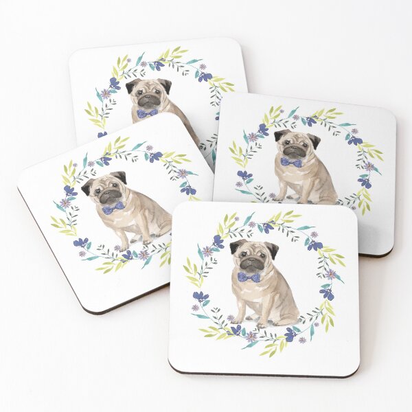 Item preview, Vintage Pug Dog in Floral Frame designed and sold by beastieboutique.