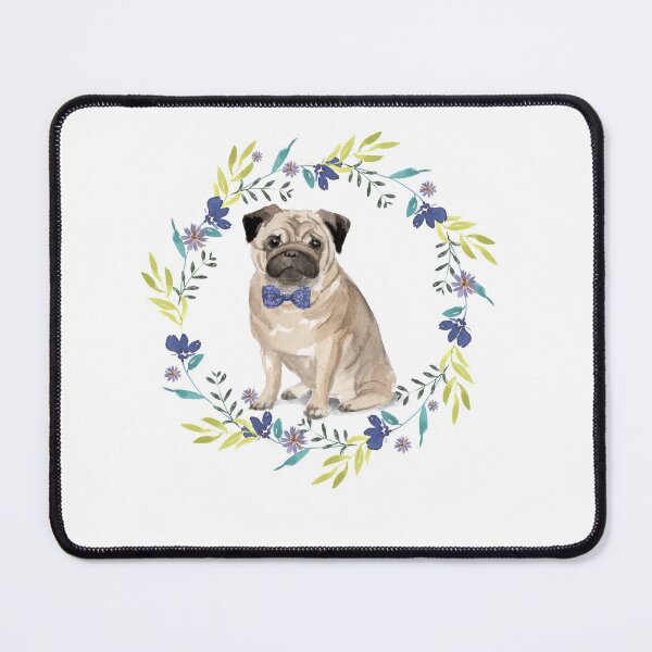 Item preview, Vintage Pug Dog in Floral Frame designed and sold by beastieboutique.
