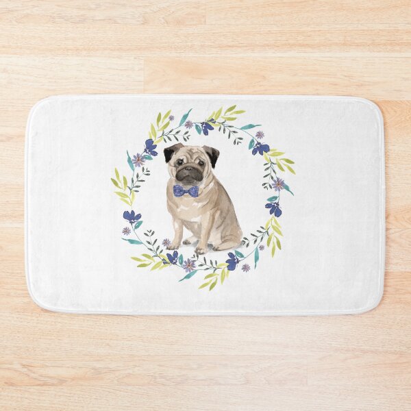Item preview, Vintage Pug Dog in Floral Frame designed and sold by beastieboutique.