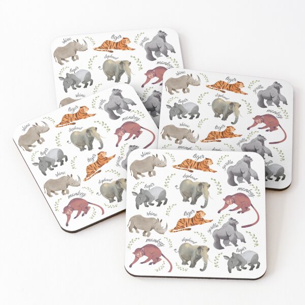 Item preview, Cute African and Asian Animals Pattern (Black Text) designed and sold by chloeinca.