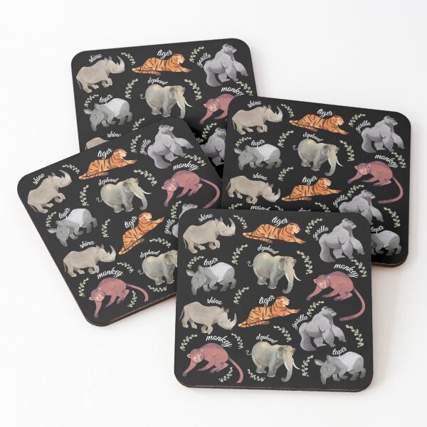 Item preview, Cute African and Asian Animals Pattern (White Text) designed and sold by chloeinca.