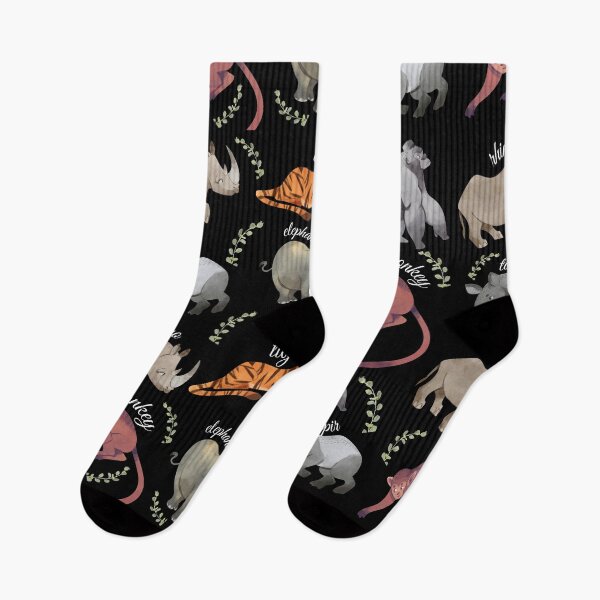 Item preview, Cute African and Asian Animals Pattern (White Text) designed and sold by chloeinca.