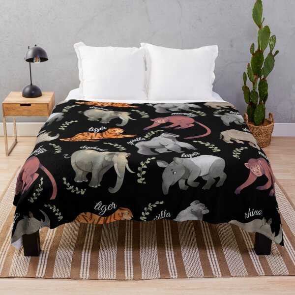 Item preview, Cute African and Asian Animals Pattern (White Text) designed and sold by chloeinca.