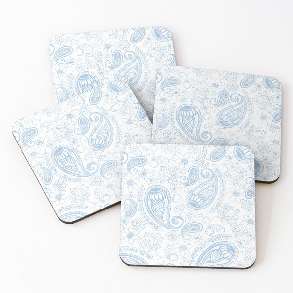Item preview, Classy Blue Glitter Paisley Floral White Pattern designed and sold by InovArtS.