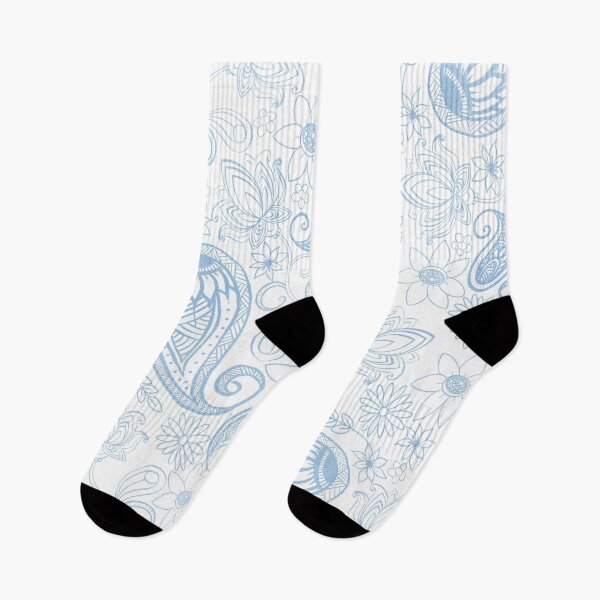 Item preview, Classy Blue Glitter Paisley Floral White Pattern designed and sold by InovArtS.