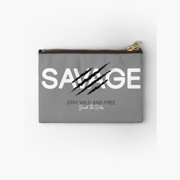 Item preview, Motivational Slogan - Fitness - Savage Stay Wild and Free - Break the Rules White & Black with Beast Claw Marks designed and sold by WearWolfDesigns.