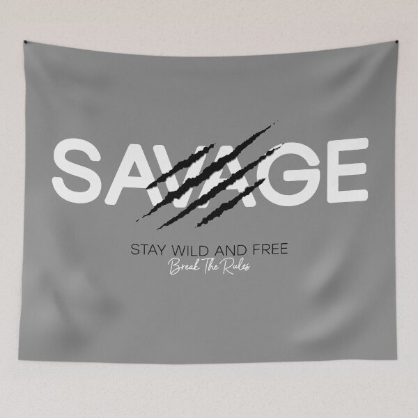 Item preview, Motivational Slogan - Fitness - Savage Stay Wild and Free - Break the Rules White & Black with Beast Claw Marks designed and sold by WearWolfDesigns.