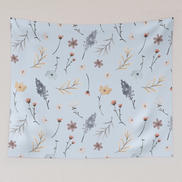 Item preview, Cute blue Flowers pattern artwork designed and sold by Marie Young.