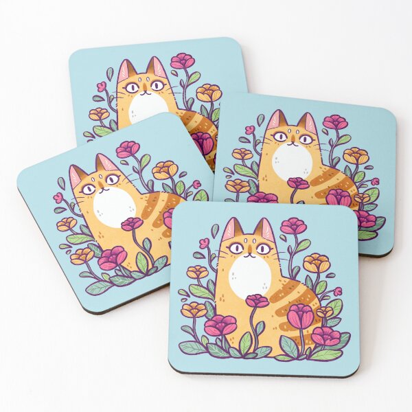 Item preview, Floral Cat Cool Blue designed and sold by kattvalk.