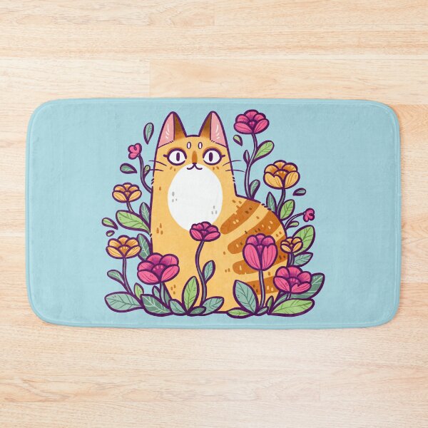 Item preview, Floral Cat Cool Blue designed and sold by kattvalk.