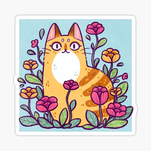 Item preview, Chat Floral Bleu Froid designed and sold by kattvalk.