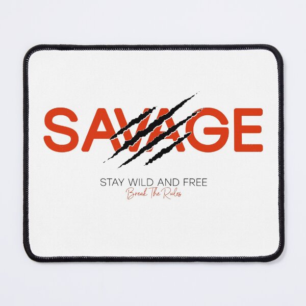Item preview, Motivational Slogan - Fitness - Savage Stay Wild and Free - Break the Rules Red & Black with Beast Claw Marks designed and sold by WearWolfDesigns.