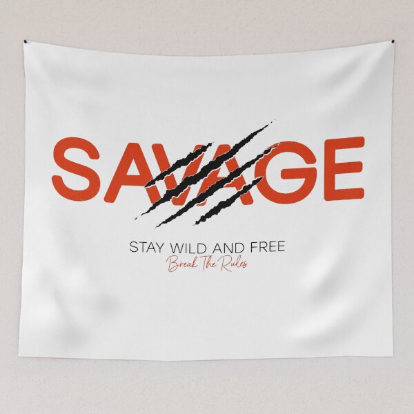 Item preview, Motivational Slogan - Fitness - Savage Stay Wild and Free - Break the Rules Red & Black with Beast Claw Marks designed and sold by WearWolfDesigns.