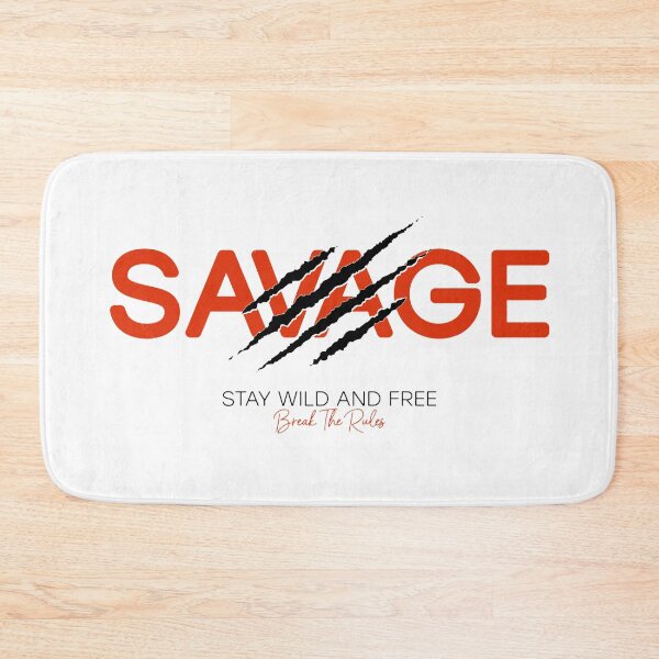 Item preview, Motivational Slogan - Fitness - Savage Stay Wild and Free - Break the Rules Red & Black with Beast Claw Marks designed and sold by WearWolfDesigns.