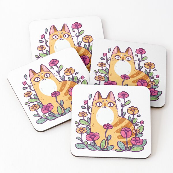 Item preview, Floral Cat White Background designed and sold by kattvalk.