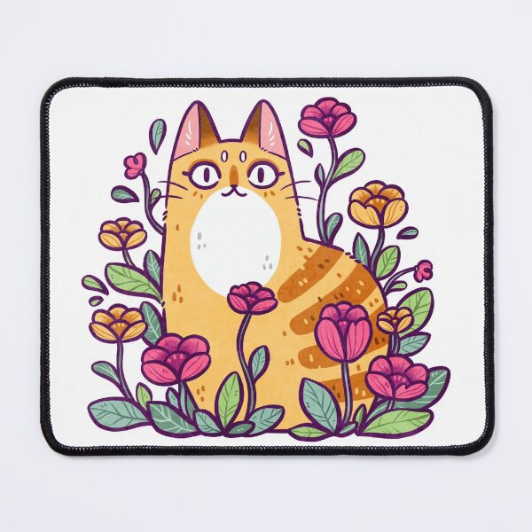 Item preview, Floral Cat White Background designed and sold by kattvalk.