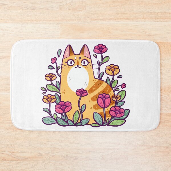 Item preview, Floral Cat White Background designed and sold by kattvalk.
