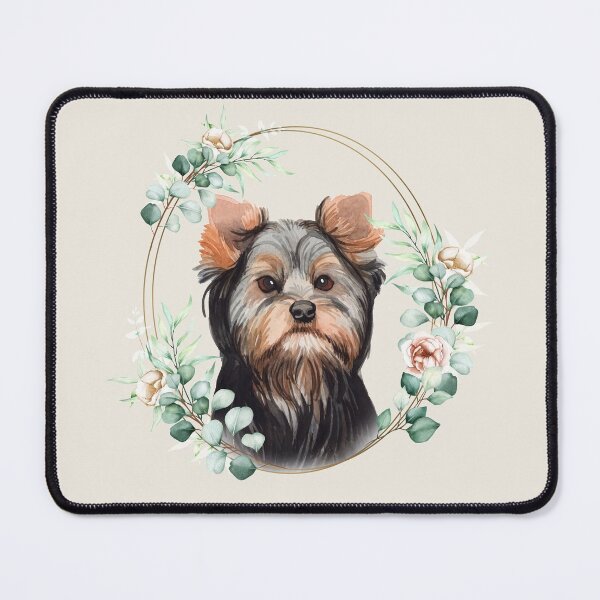 Item preview, Australian Silky Terrier Dog in a Floral Gold Wreath Frame designed and sold by Alicia Chee.